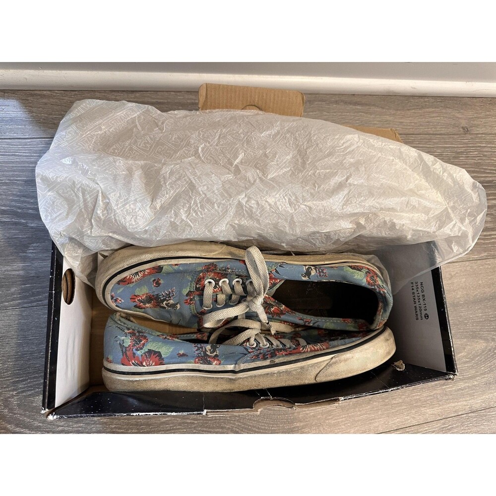 Vans Star Wars Authentic Aloha Yoda Blue Floral Canvas Skate Shoes W Box 10.5